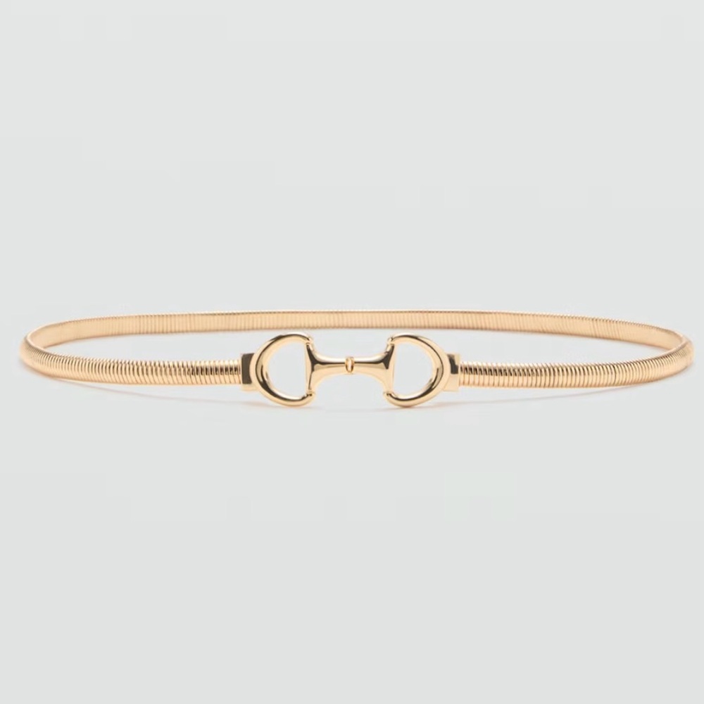 Mango Gold Slim Horsebit-Style Waist Belt